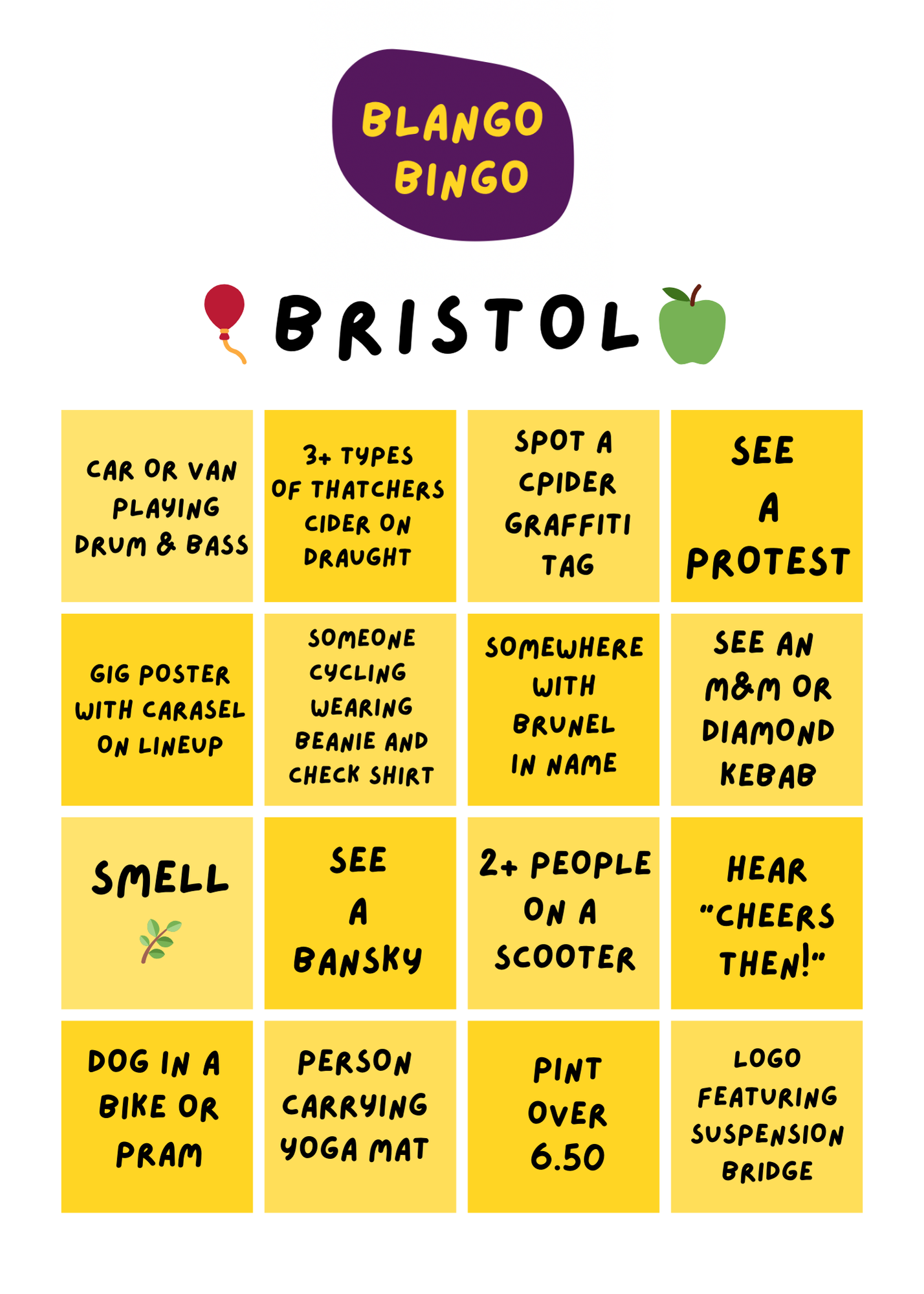 A Travel Bingo Game for Bristol