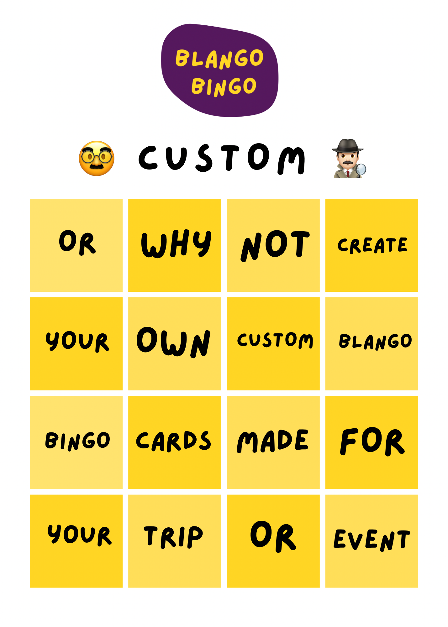 an example of a personalised bingo set